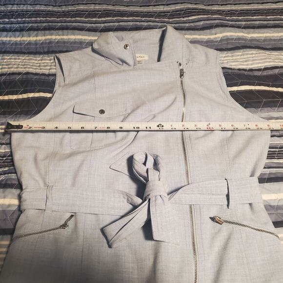 Calvin Klein Size 16 Plus Sleeveless Moto Style Sheath Dress Blue FLAW - Picture 10 of 13